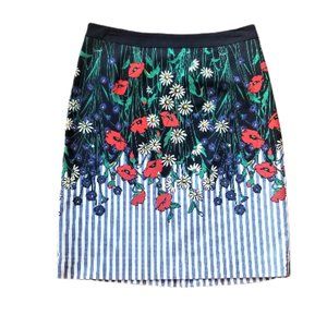 Anthropologie Postage Stamp floral striped pencil skirt EUC, size 4